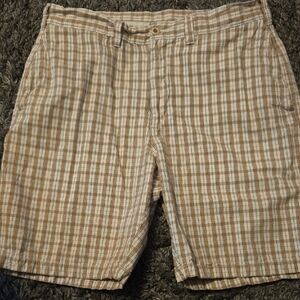 Savane Tan Flat Front Shorts Classic Style